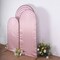 3 Dusty Rose Ripple Satin Round Top Wedding Arch Backdrop Stand Covers Set Party